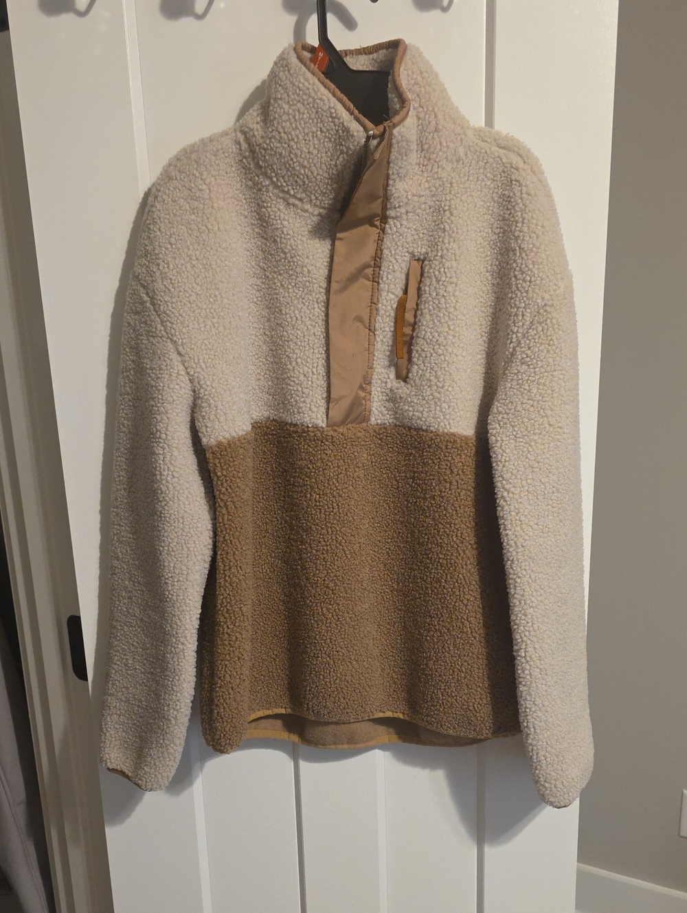 Avalanche Two-Tone Cream and Brown Sherpa Pullover Jacket Nwot